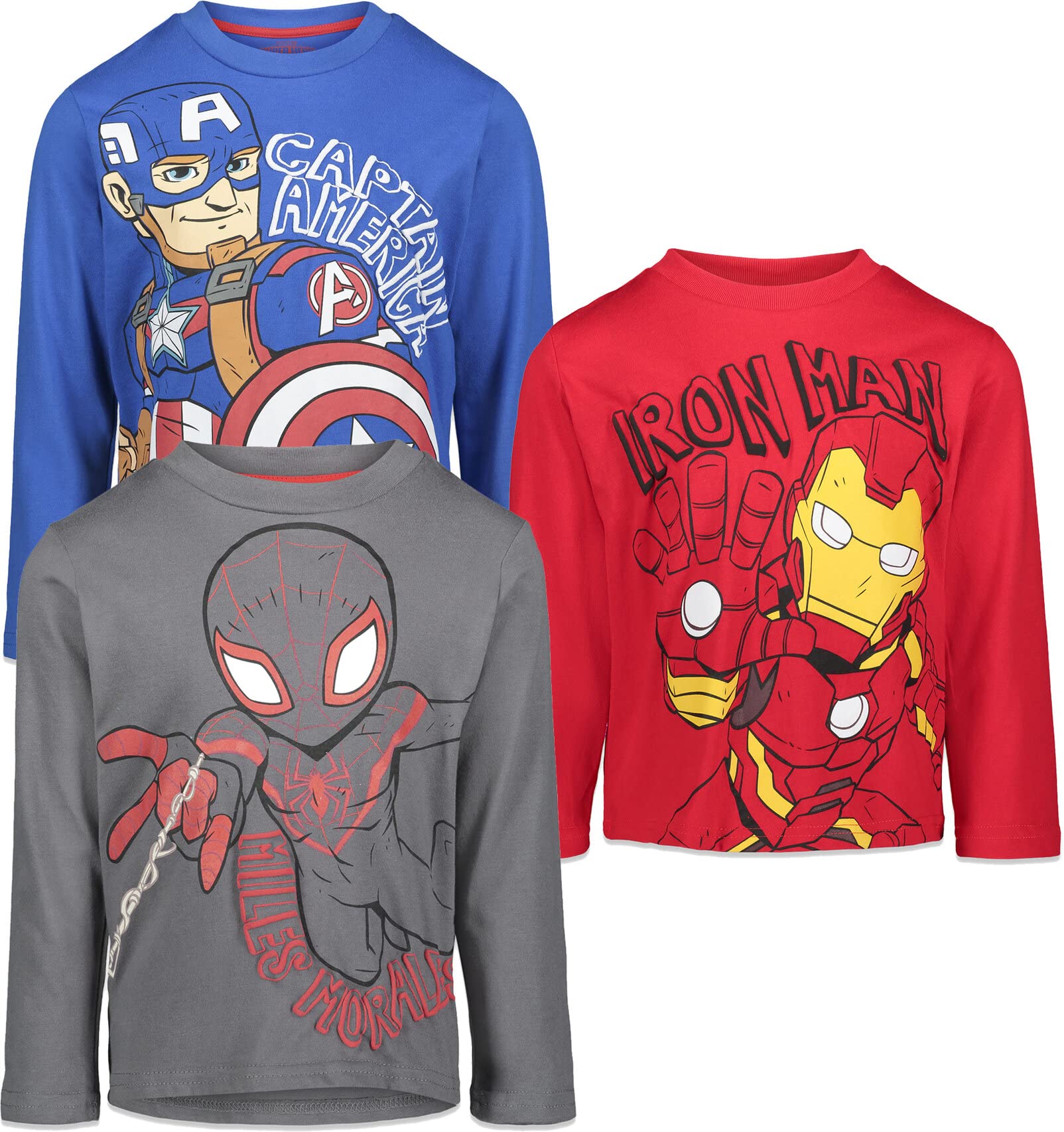 Marvel Avengers 3 Pack Long Sleeve T-Shirts Toddler to Little Kid